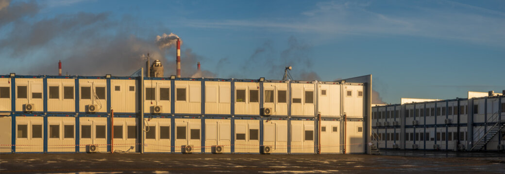 Modular Homes For Workers Building The Petrochemical Factory Producing Polypropylene Police In Poland