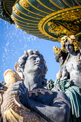 Fototapeta na wymiar Fountain of the Seas detail, Concorde Square, Paris
