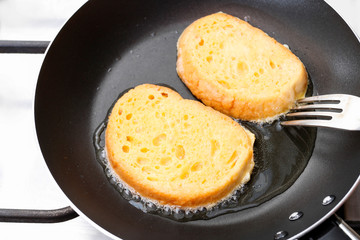 The chef shows how to make french toast