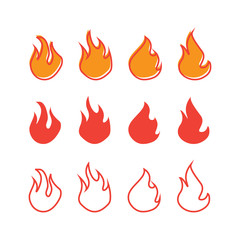 Set of fire icon design template vector isolated