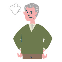 シニア　男性　おじいちゃん　怒っている