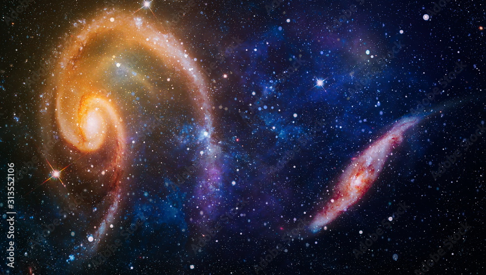 Wall mural star particle motion on black background, starlight nebula in galaxy at universe space background. t