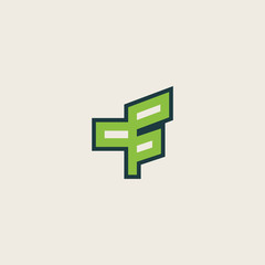 letter F logo with a unique leaf design