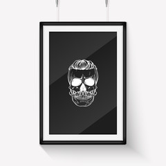 Skull with moustaches and beard