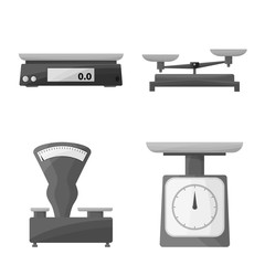 Vector illustration of measurement and weigher sign. Set of measurement and weight vector icon for stock.