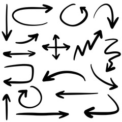 hand drawn arrows vector with doodle style isolated on white background for business element or decorative design.