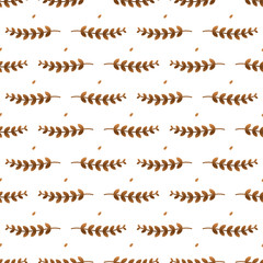Seamless vector pattern with brown leaves on a isolated white background. For fabric, textile, background, backdrop, texture, textile, decor, wallpaper, wrapping paper.