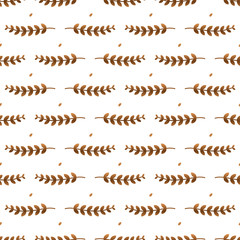Seamless vector pattern with brown leaves on a isolated white background. For fabric, textile, background, backdrop, texture, textile, decor, wallpaper, wrapping paper.