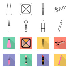 Isolated object of makeup and product sign. Set of makeup and cosmetology vector icon for stock.