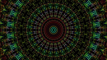 multicolor square shape with circle shape  isolate on black background.abstract futuristic style.