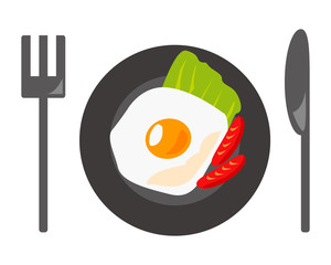 皿　ナイフ　フォーク　目玉焼き　朝食