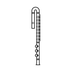 Vector design of flute and symphony sign. Graphic of flute and orchestral stock symbol for web.