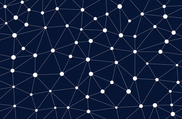 Vector Wireframe polygonal lines. Connecting dots. Geometric space on dark background. Concept of Big Data and data transformation.