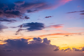 Beautiful evening sky with clouds, sunset.