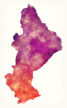 Sofala province watercolor map of Mozambique