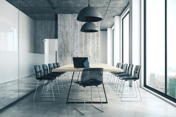 Concrete conference room interior