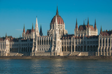 Fototapeta premium The Hungarian Parliament Building on the bank of the Danube in Budapest