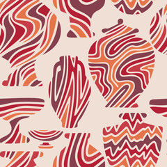 Abstract seamless pattern with antique vases. Vintage objects crockery background. Greek and roman amphoras and vessels for food, wine, grain, oil and incense. Clay dishes with decorative ornament.