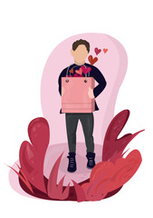 Promo Valentines, New Year banner, Sale poster and flyer with gift and hurts