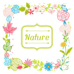 Frame with spring flowers.