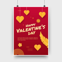 Valentine's day party posters, flyers template, symbol of romantic holiday celebration