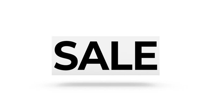 White twisted animated block with inscriptions on the faces: total, sale. Сan be used in promotion video ads or seasonal discount information for any services  - Powered by Adobe