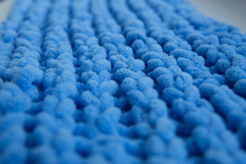 Blue knitted scarf fabric, large knitting