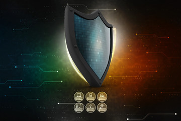 3d illustration Security concept - shield 