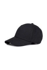 Black baseball cap, side view
