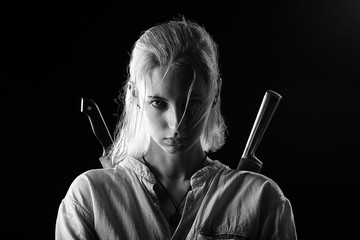 woman with knives