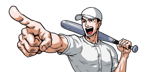 Baseball boy with bat in uniform