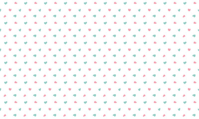 手書きのハートのシームレスパターン柄（赤と青）