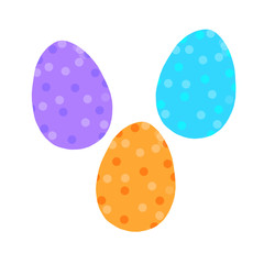Set of hand drawn Easter eggs isolated on white background. Pattern of dots and lines. Hello spring. Design elements