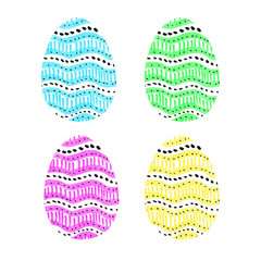 Set of hand drawn Easter eggs isolated on white background. Pattern of dots and lines. Hello spring. Design elements
