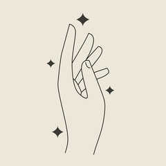 Female line out hand gesture logo