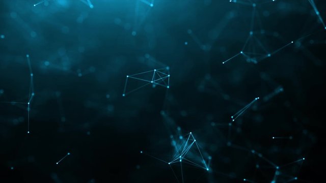 3D Render abstract background dot and a connection line for cyber futuristic data network concept, with dark and grain processed 