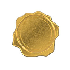 Empty Golden Seal Stamp Isolated on White Background. 3D Render.