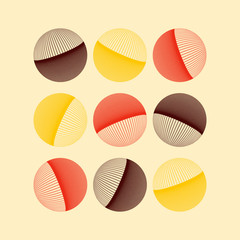 abstract wired spheres sequence retro red brown