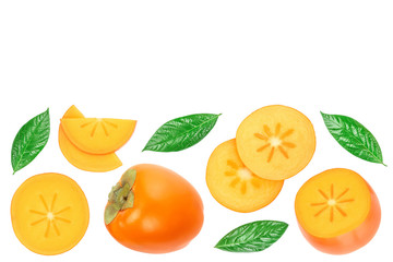 persimmon slice isolated on white background with copy space for your text. Top view. Flat lay pattern