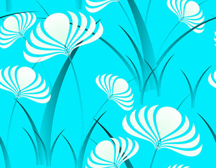 iris floral seamless blue white