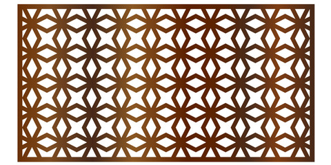 Cutout silhouette panel with ornamental geometric arabic pattern. Template for printing, laser cutting stencil, engraving. Vector illustration.