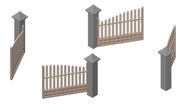 Open gate. Isolated on white background. 3d Vector illustration.