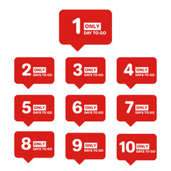 Countdown Badges. Days To Go Sale Labels With Day Left Numbers