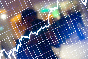 Financial graph of stocks that are running up and down according to financial markets.