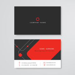 business card black and red flat design template vector