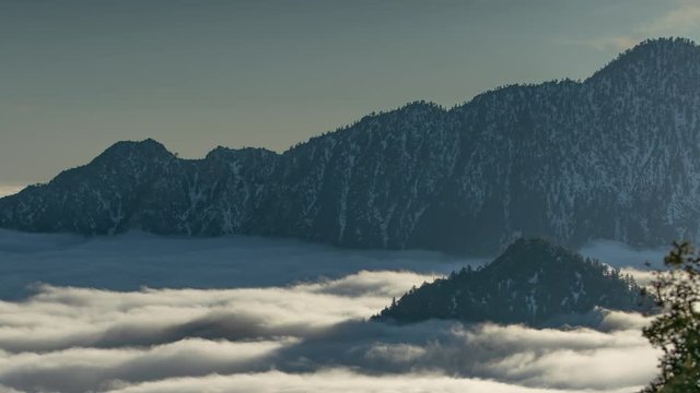 Alpine Mountain Summit Sea Of Clouds Sunset Time Lapse 03 Pan Left 