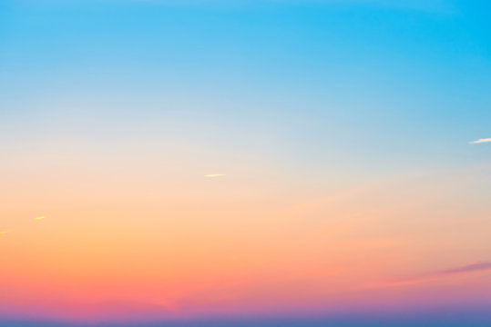 Sunset or sunrise colorful pink, red, blue and orange beautiful sky