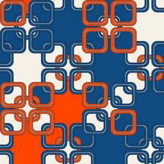 Abstract rounded square pattern on beige, orange and blue background