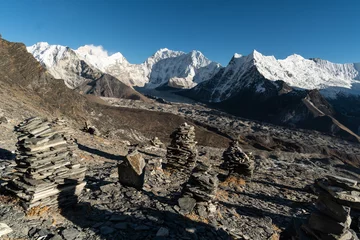 Photo sur Plexiglas Makalu Vue sur la vallée de Chukung avec le pic de l& 39 île, Makalu depuis le sommet du point de vue de Chukung Ri dans l& 39 Himalaya au Népal