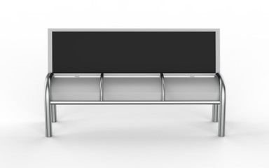 Street Bench Advertising Mock up isolated on a white background. 3d illustration